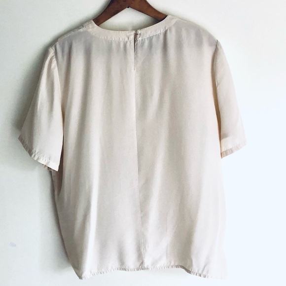 Vintage cream silk short sleeve blouse - Picture 11 of 12
